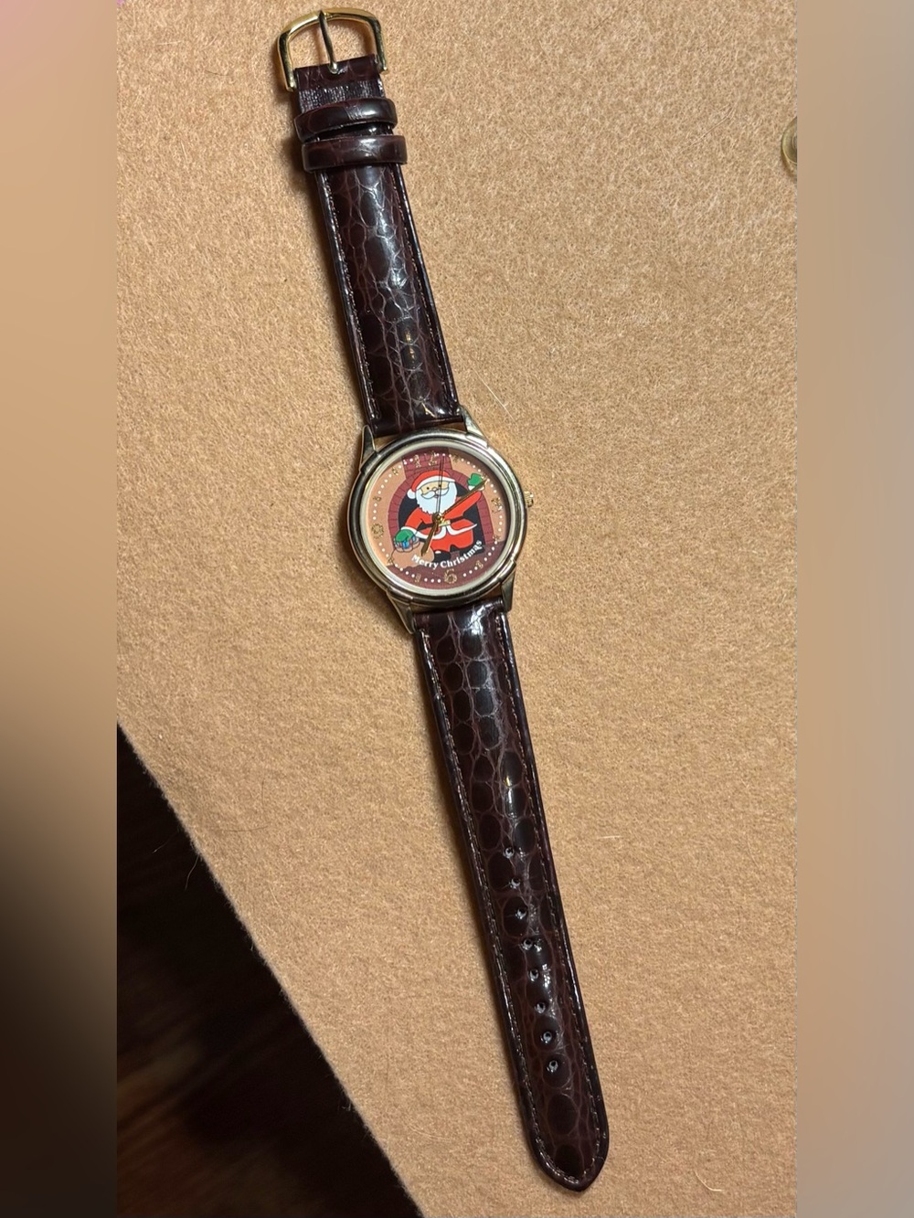 🎄Santa Watch- Leather Strap Watch with Stainless Steel Case-back